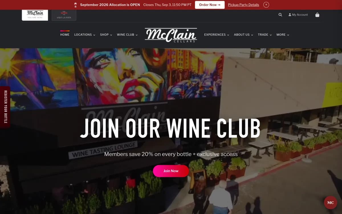 McClain Cellars — live site